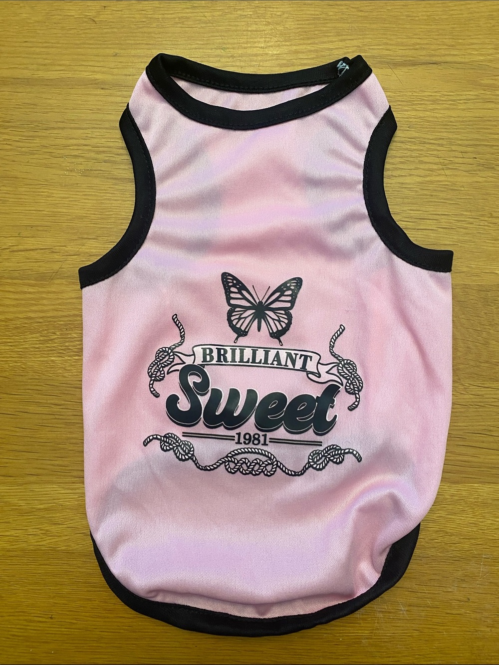 Brilliant Sweet Pink Dog Tank with Black Trim